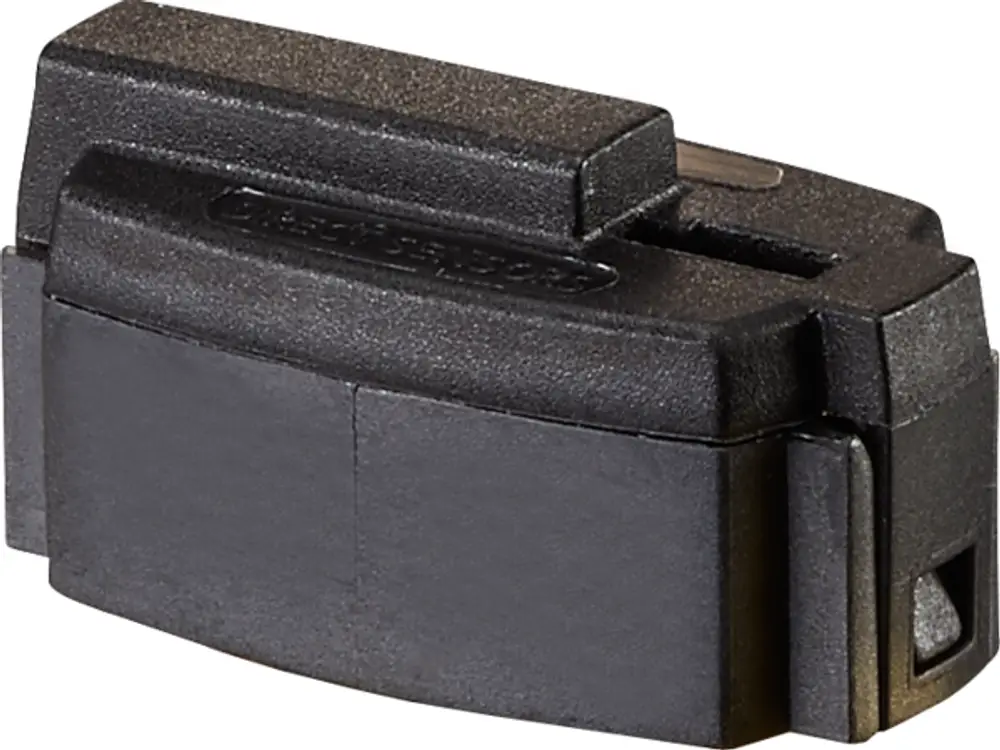 Oventrop Volumenstromsensor in rechteckiger Form, aus schwarzem Kunststoff, mit einer Öffnung zur Montage. Kein Gehäuse sichtbar.